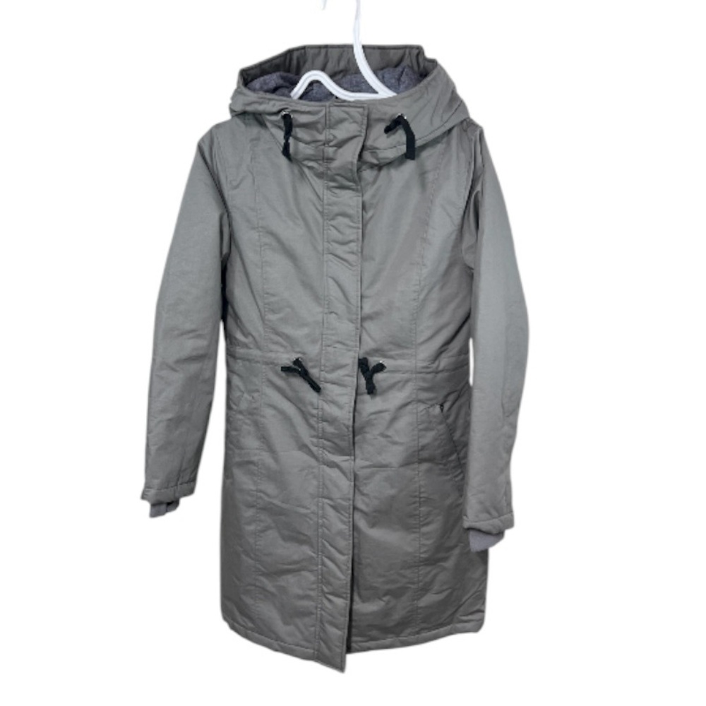 HoodLamb Women's MEDIUM Drawstring Natural Hemp Hooded Parka Dark Grey NEW!